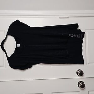 Boho Fit & Flare Black Blouse With Detailed Paneling